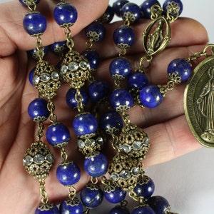 Lapis Miraculous Seven Sorrows Rosary 7 decades of 7 beads Chaplet in bronze made Oklahoma image 1
