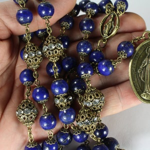 Lapis Miraculous Seven Sorrows Rosary 7 decades of 7 beads Chaplet in bronze made Oklahoma
