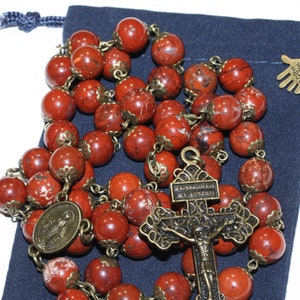 Large 10mm Red Jasper in Bronze Oklahoma handmade Rosary