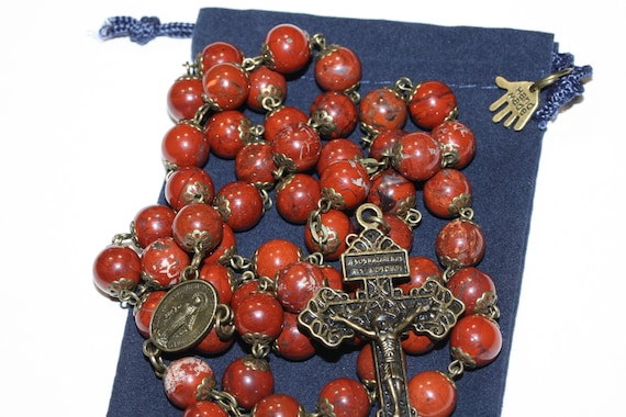 Large 10mm Red Jasper in Bronze Oklahoma handmade Rosary