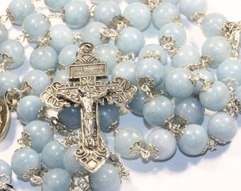 Large Amethyst and Antique Copper 10mm 5 Decade Stone Bead Rosary With Pardon Crucifix Made in Oklahoma 