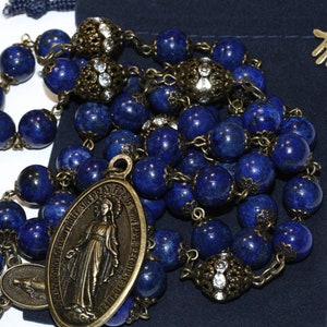 Lapis Miraculous Seven Sorrows Rosary 7 decades of 7 beads Chaplet in bronze made Oklahoma image 4