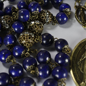 Lapis Miraculous Seven Sorrows Rosary 7 decades of 7 beads Chaplet in bronze made Oklahoma image 2