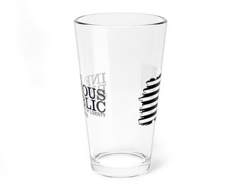Infamous Republican Pint Glass | 16oz Mixing Glass, Political Text Design