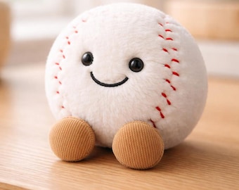 Op honkbal geïnspireerde knuffel: zacht knuffeldier, kinderkamerdecoratie, kindercadeau