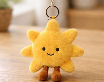 Op Jellycat geïnspireerde zonknuffelsleutelhanger – Zachtgele knuffel voor kinderen, decoratie kinderkamer