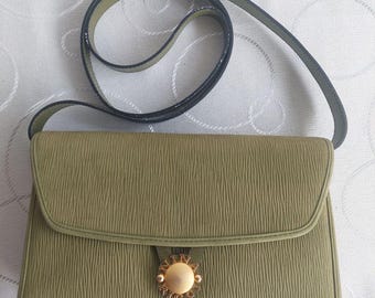 Vintage Nina Ricci Paris Epi Leather Crossbody Bag – Olive Green Textured Designer Bag