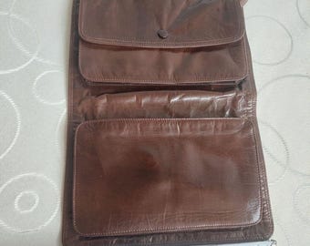 Bolso de mano vintage para hombre - Organizador de viaje de auténtica piel de oveja - Hecho en Italia