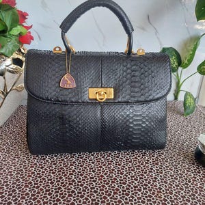 Authentic Vintage JRA Japanese Genuine Python Skin Top Handle Bag - Like new!!