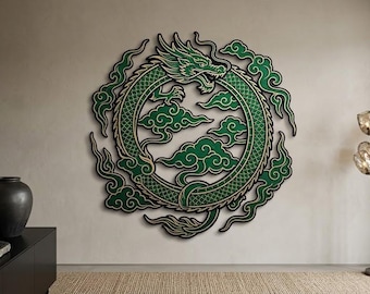 Chinese Dragon Metal Wall Art, Oriental Dragon Wall Decor, Feng Shui Dragon Metal Sign, Asian Home Decor Gift