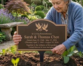 Couple Memorial Metal Sign, Personalized In Loving Memory Plaque, Custom Names Grave Marker, Sympathy Gift