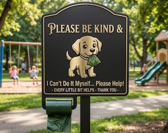 Enseigne porte-sac à caca de chien, station de déjections animales drôle, enseigne personnalisée parc pour chien, cadeau déco pour espace arrière-cour pour chien