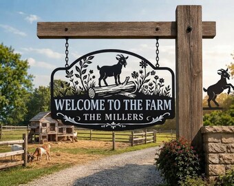 Personalized Goat Farm Metal Sign, Custom Farm Entrance Sign, Goat Ranch Decor, Family Farm Gate Sign, Rustic Gift