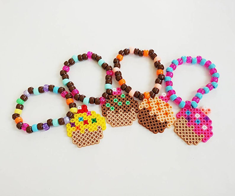 Cupcake Perler Bracelet Set Kandi Rave Festival Perler Etsy