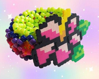 Flower Kandi Cuff - 2X Tall - Rave - Festival - Ombre Kandi Cuff - Multicolor