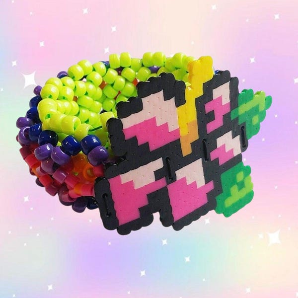Flower Kandi Cuff - 2X Tall - Rave - Festival - Ombre Kandi Cuff - Multicolor