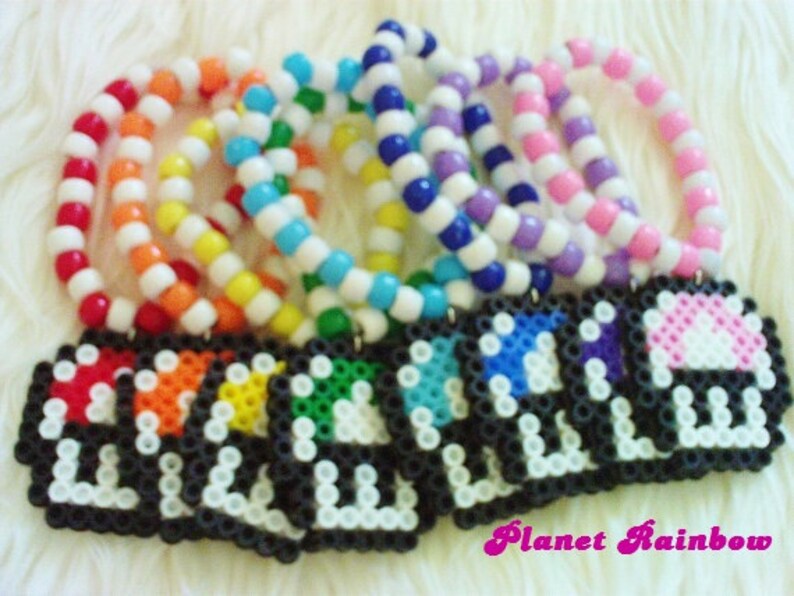 Perler Bead Mushroom Kandi Bracelet You Choose Color Etsy