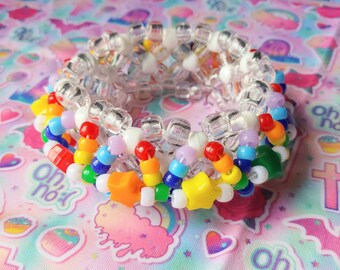 Rainbow 1X Große 3D Kandi Manschette - Rave - Festival