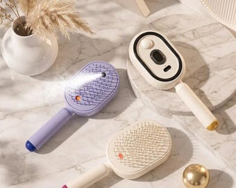 Electric Steam Brush for Hair, 2026 Electric Spray Air Cushion Massage Comb, Rechargeable Water Spray Hair Brush for Reduce Frizz