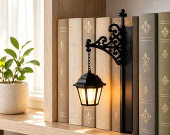 bibliotheeklantaarn-decoratieve boekenplankverlichting, leesboek plankverlichting voor boekenwurmen, antieke led-boeken hoeklampornament
