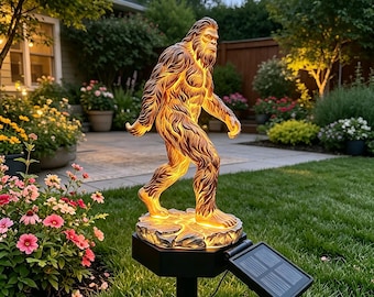 Funny Gorilla Solar Garden Statue, Resin Monkey Outdoor Decor, Solar Powered Yard Ornament, Whimsical Lawn Sculpture, Garden Gift