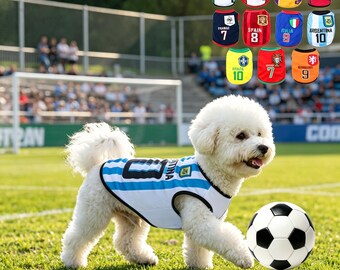 Verkoelend voetbalshirt voor honden, ademend sportshirt voor huisdieren, zomer hondenvest voor kleine tot middelgrote honden, voetbaloutfit puppy