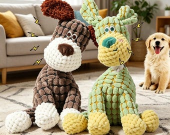 Onverwoestbaar pluche piepspeeltje voor honden, kauwspeeltje voor puppy's die tandjes krijgen.