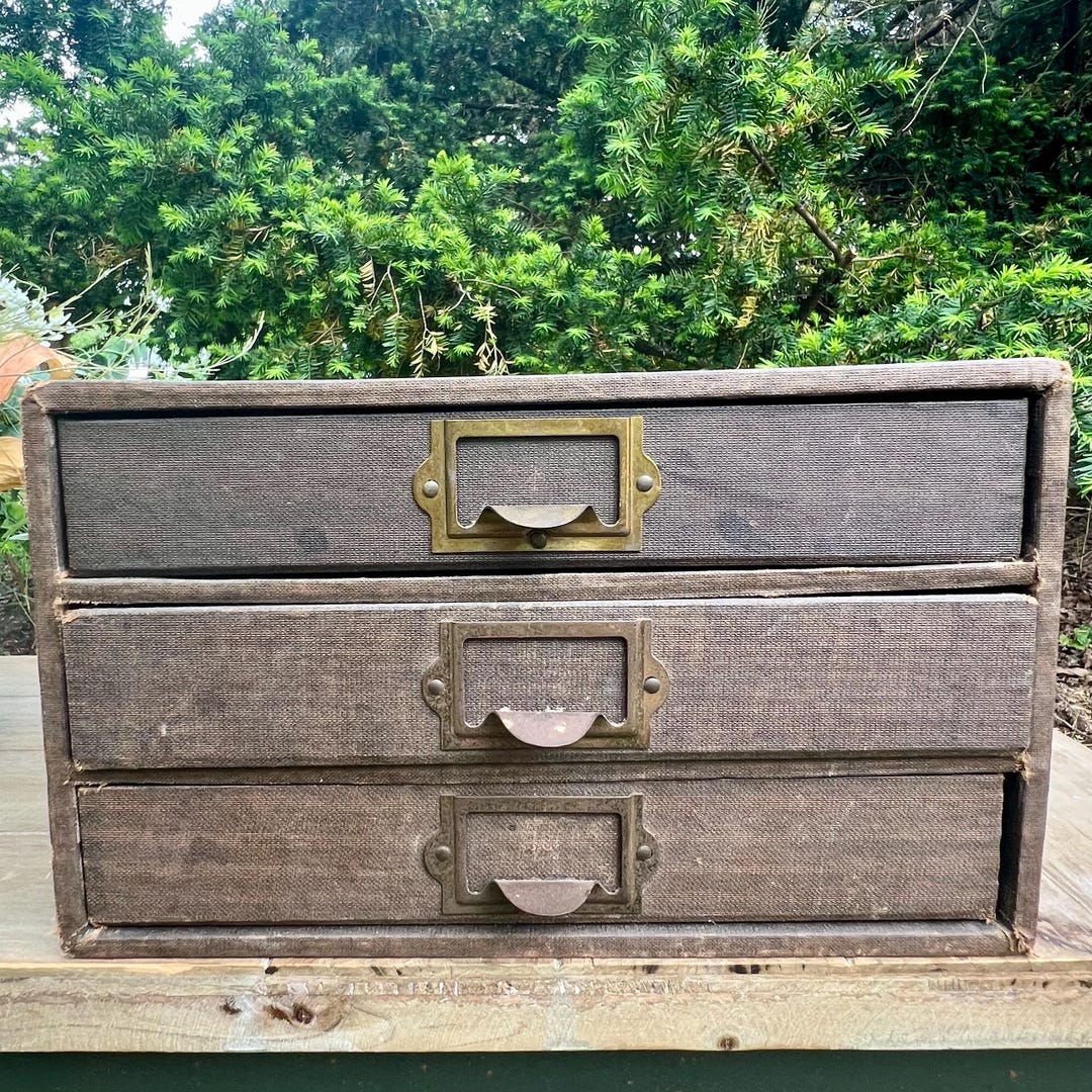 Old Vintage Countertop File Cabinet/organizer W/ Drawers - Etsy