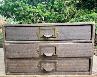 Old Vintage Countertop File Cabinet/Organizer w/ Drawers