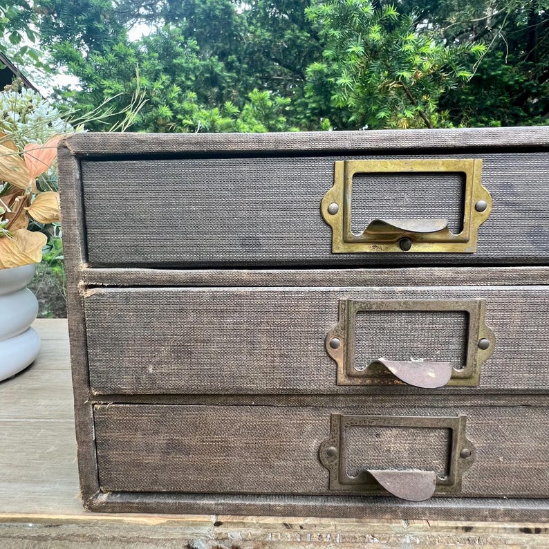 Old Vintage Countertop File Cabinet/organizer W/ Drawers - Etsy