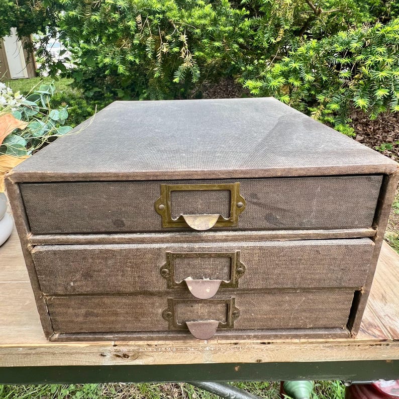 Old Vintage Countertop File Cabinet/organizer W/ Drawers - Etsy