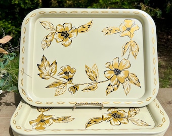 MCM Vintage Floral Metal TV Trays /Set of 8