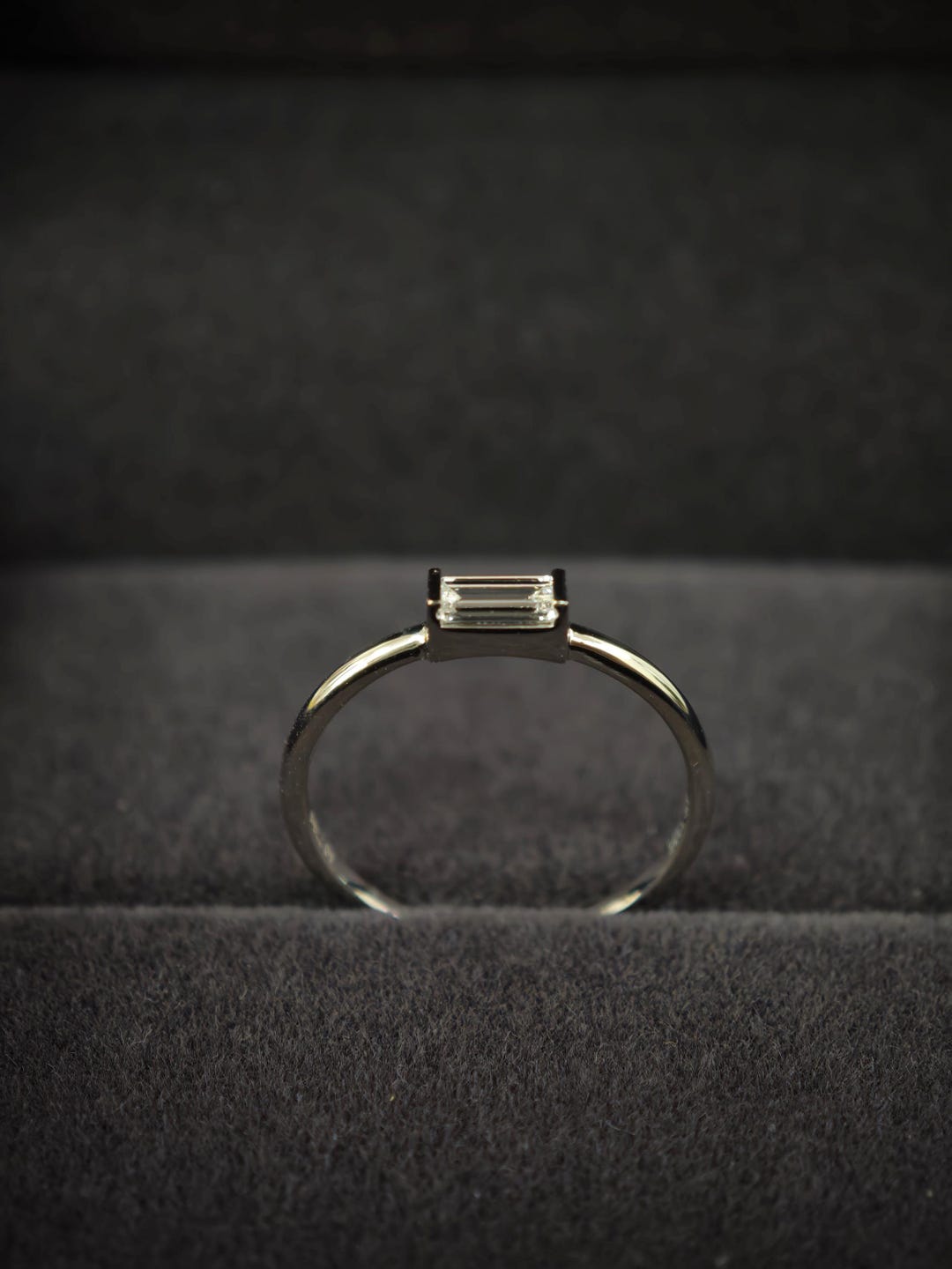 14K Solid Gold Baguette Cut Lab Grown Diamond Ring - Minimalist ...