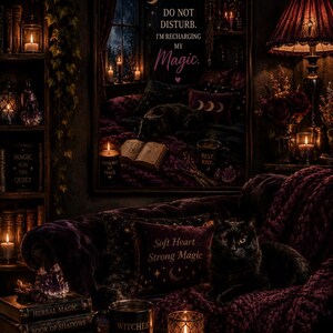 Do Not Disturb I'm Recharging My Magic Printable | Cozy Witch Bedroom Art | Gothic Self Care Decor | Digital Wall Art