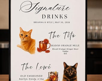 Custom Pet Wedding Signature Drinks Bar Sign, Personalized (Digital Download)