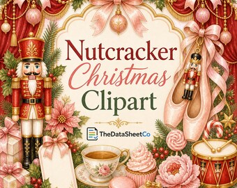 Nutcracker Clipart PNG Bundle, Christmas Clipart, Watercolor Ballet Nutcracker Clip Art, Holiday Invitation Graphics, Digital Download