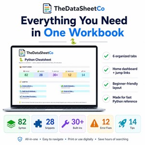 Hoja de referencia de Python, Hoja de referencia de Python para principiantes, Libro de trabajo de referencia de Python, Hoja de referencia de codificación, Fragmentos de sintaxis de Python, Guía en PDF de Excel imagen 2
