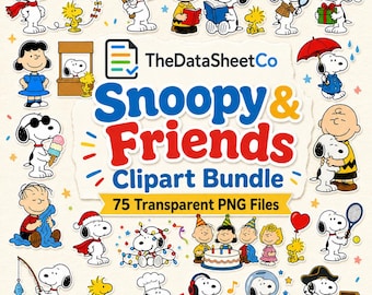 Snoopy PNG Bundle, Snoopy Friends PNG Files, Back to School Sticker Clipart, Peanuts Friends Party Invitation PNG