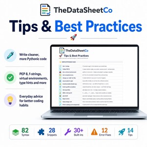 Hoja de referencia de Python, Hoja de referencia de Python para principiantes, Libro de trabajo de referencia de Python, Hoja de referencia de codificación, Fragmentos de sintaxis de Python, Guía en PDF de Excel imagen 7