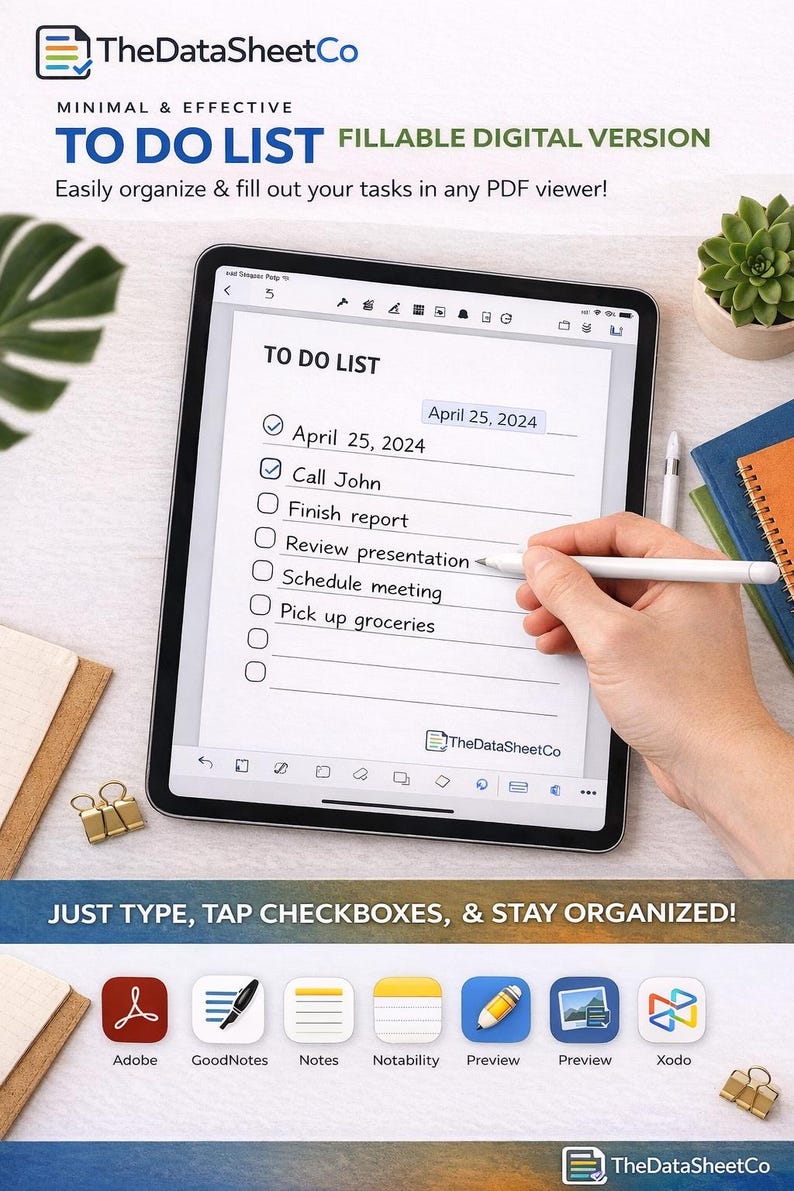 To Do Checklist Examples Printable To-do List Bundle: Fillable PDF Planner in 8 Sizes - Etsy UK