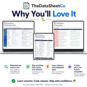 Hoja de referencia de Python, Hoja de referencia de Python para principiantes, Libro de trabajo de referencia de Python, Hoja de referencia de codificación, Fragmentos de sintaxis de Python, Guía en PDF de Excel imagen 8