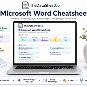 Word Cheat Sheet, Microsoft Guide With Windows and Mac Shortcuts, Formatting and Mail Merge PDF
