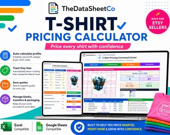 T-Shirt Pricing Calculator Excel Template | Profit Calculator (Digital Download)