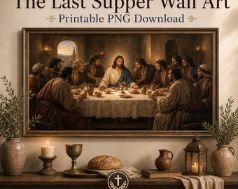 Last Supper Wall Art Printable, The Last Supper Christian Wall Art, Jesus Poster, Christian Artwork, Wall Decor PNG