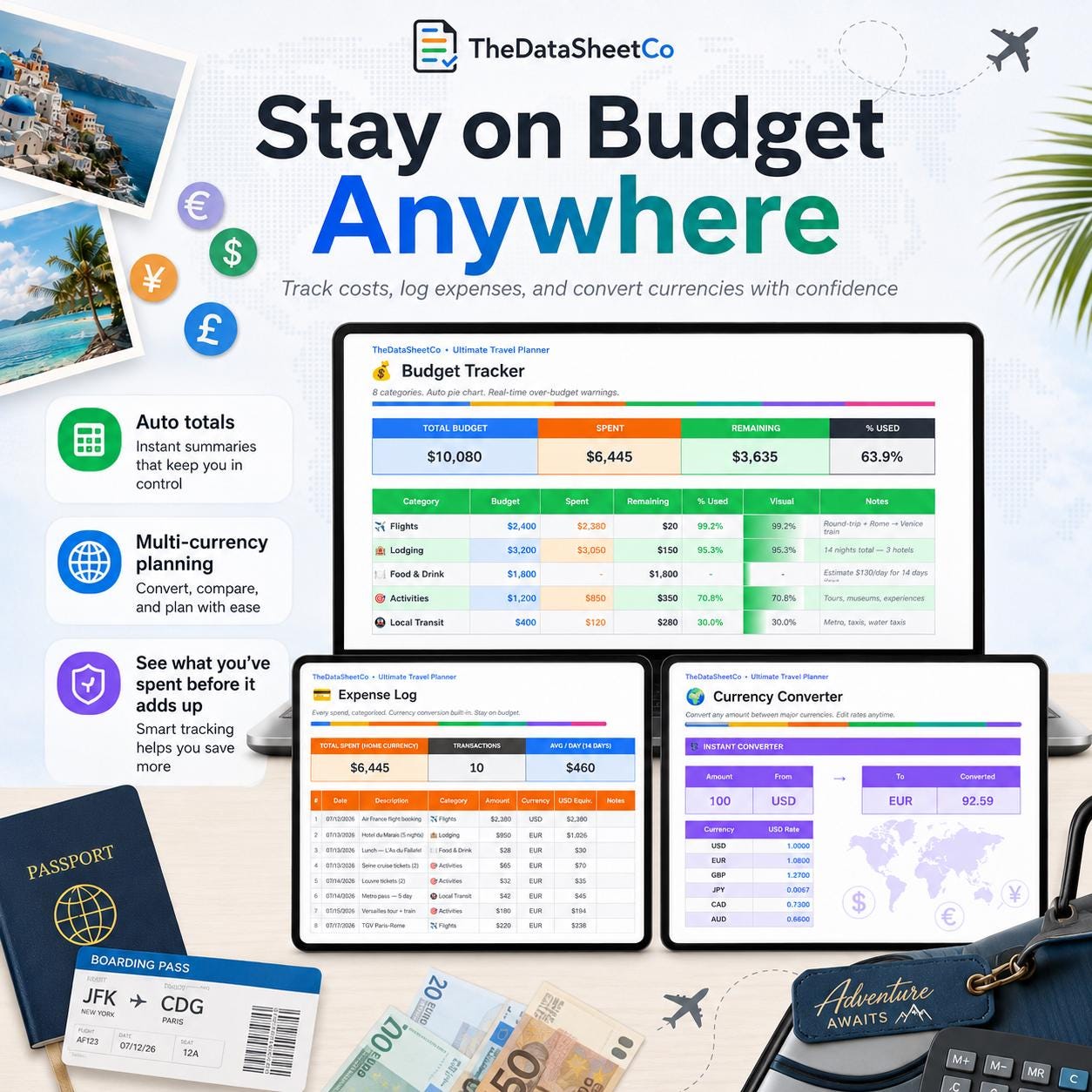 Ultimate Travel Planner Spreadsheet | Excel, Google Sheets Itinerary ...