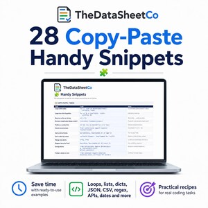 Hoja de referencia de Python, Hoja de referencia de Python para principiantes, Libro de trabajo de referencia de Python, Hoja de referencia de codificación, Fragmentos de sintaxis de Python, Guía en PDF de Excel imagen 4