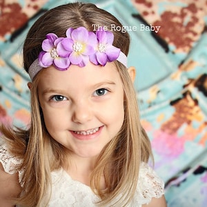 Lavender Headband  - Rhinestone Headband - Hydrangea Petal - Crown - Glitter -  Light Purple - Lilac - Baby  - Flower Girl - Lavender Orchid