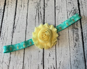 Yellow Teal & Gold Pineapple Headband - Summer - Newborn Infant Baby Toddler Girls Preemie Summer