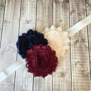 Cream Navy Blue Burgundy Fall Headband Baby Newborn Infant Photo Prop Toddlers Girls Women Maroon Leaves Autumn Ivory image 1