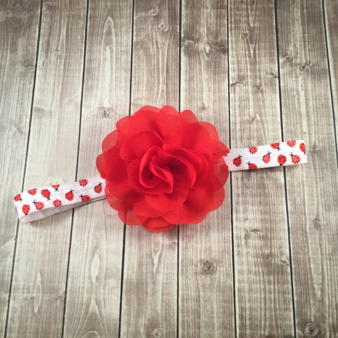 Ladybug Red Rose Flower Headband - Baby Infant Toddlers Girls - Red ...